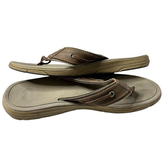 O’Rageous Men’s Faux Leather Brown Flip Flops Size 12D - Picture 7 of 9